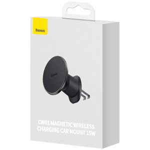 Baseus CW01 automašīnas turētājs iPhone ar 15W indukcijas lādētāju ventilācijas režģim - melns