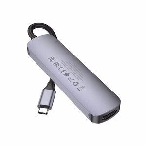 Adapteris Hoco HB27 Type-C Multi-Function Converter HDMI+USB3.0+USB2.0*2+PD pelēks
