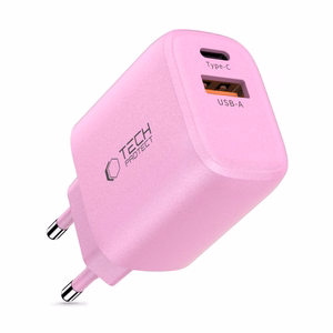 Tech-Protect NCA30 PD 30W QC3.0 USB-A / USB-C sienas lādētājs - rozā