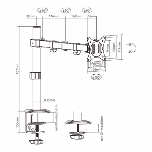 Viena monitora 17"-32" galda stiprinājums