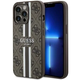 Guess GUHMP13LP4RPSW iPhone 13 Pro / 13 6.1" brūns/brūns cietais apvalks 4G Printed Stripes MagSafe