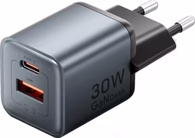 Vention 30W - charger with GaN technology, 1x USB-A, 1x USB-C (melns)