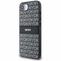 DKNY atkārtota tekstūras raksta ar tonālām svītrām apvalks iPhone 16e - melns