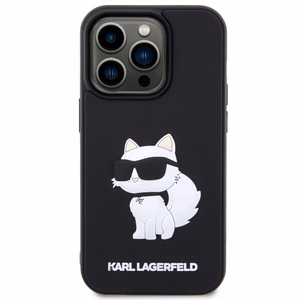 Karl Lagerfeld KLHCP14L3DRKHNK iPhone 14 Pro 6.1" Kietais apvalks (m) - melns (m) Rubber Choupette 3D