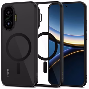 Tech-Protect MagMat MagSafe viedtālruņa apvalks Xiaomi Poco F7 5G - melns un caurspīdīgs