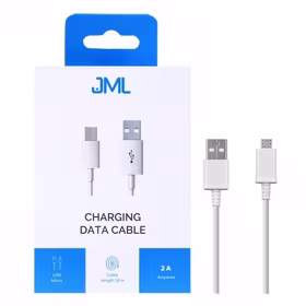 JML CD-113 USB MICRO kabelis - 2A 1M - BALTS