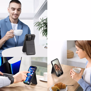 3in1 Maciņa apvalks ar statīvu iPhone 13 Pro MagSafe RFID Bloķētājs Dux Ducis Rafi Mag - melns