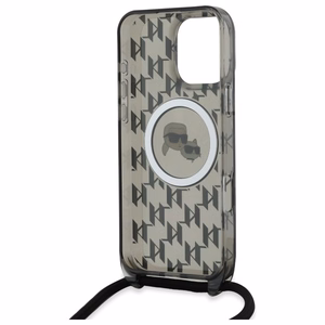 Karl Lagerfeld IML pār plecu monogrammas Karl un Choupette galvas MagSafe viedtālruņa apvalks iPhone 16 Pro - melns