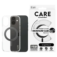 CARE by PanzerGlass Funkcionālais viedtālruņa apvalks ar statīvu iPhone 16 6.1" melns/melns Magnētiskais 1321