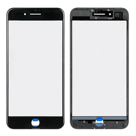 LCD ekrāna stikls Apple iPhone 7 Plus ar rāmi un OCA melns V2 ORG