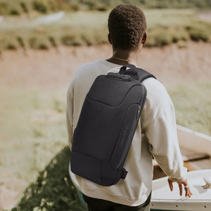 Wozinsky Premium vienpleca pilsētas mugursoma ar pretzagļu aizsardzību, organizatoru un USB - melna