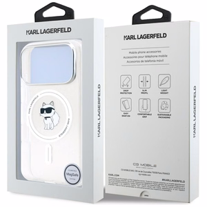 Karl Lagerfeld IML Choupette Magnētiskais MagSafe apvalks viedtālrunim iPhone 17 Pro Max - caurspīdīgs