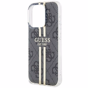 Guess IML 4G Gold Stripe viedtālruņa apvalks iPhone 15 Pro - melns