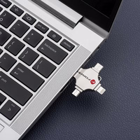 FORCELL F-DATA zibatmiņa Metal Quad 16GB USB3.2 Gen 1 (USB A / Type C / Lightning / Micro USB) sudraba