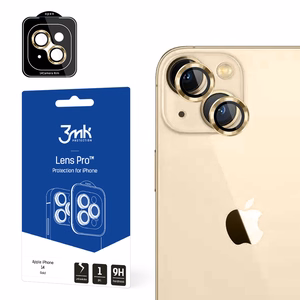 Kameras stikls iPhone 14 9H 3mk lēcas aizsardzībai Pro sērijas lēca - zelta
