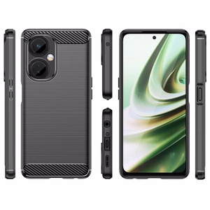 Carbon viedtālruņa apvalks OnePlus Nord CE 3 elastīgs silikona oglekļa apvalks melns