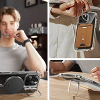 ESR Classic Hybrid Kickstand Halolock MagSafe apvalks komplekts ar statīvu + rūdītais stikls iPhone 16 Pro - caurspīdīgs