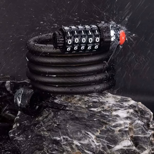 Rockbros RKS531 velosipēda slēdzene ar 5 ciparu kodu, tērauda trosi, 180 cm, ar LED apgaismojumu - melna