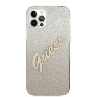 Guess GUHCP12MPCUGLSGO iPhone 12/12 Pro 6.1" zelts kietais vāciņš Glitter Gradient Script