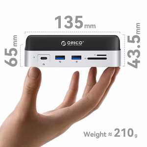 Orico MiniDock 10-in-1 dokstacija ar SSD cietā diska nodalījumu - sudraba krāsā