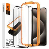 Spigen ALM Glass FC rūdītais stikls iPhone 15 Pro Max - melns 2 gab.