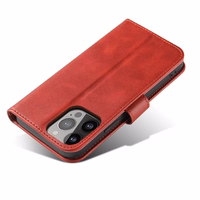 Magnētiskais apvalks Samsung Galaxy S23 Ultra ar atveramu maciņa vāku un statīvu sarkana