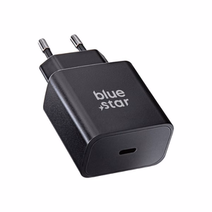 BLUE STAR ceļojumu lādētājs Type C + kabelis Type C uz Type C PD QC4.0 3A 25W TFB-TC-25WPD melns