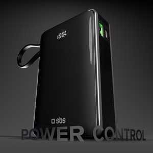 Внешний аккумулятор SBS 20000 mAh 20W со встроенным кабелем USB-C и цифровым дисплеем - чёрный