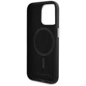 Karl Lagerfeld FW Metal Plate Magnētiskais iPhone 15 Pro viedtālruņa apvalks - melns