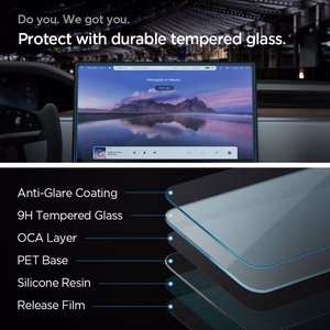Spigen Glas.tR EZ Fit aizsargstikls Tesla Model X 2022 / Model S 2021 - melns