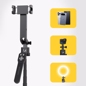 Wozinsky WST-360YS selfiju nūja ar statīva funkciju, 360° AI automātisku sejas izsekošanu un žestu vadību - melna