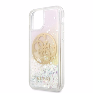 Guess GUHCN58LGIRGP iPhone 11 Pro ciets apvalks Gradient Liquid Glitter Circle Logo