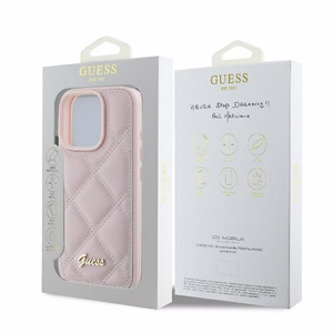 Guess Stepēts Metāla Logotips viedtālruņa apvalks iPhone 16 Pro - rozā