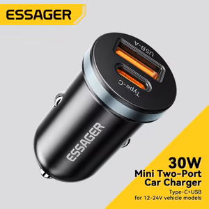 Car Charger Essager "Rui Mini" Black 30W (1xPD / 1xQC3.0)