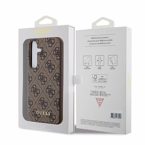 Guess 4G Metal Gold Logo viedtālruņa apvalks Samsung Galaxy A35 - brūns