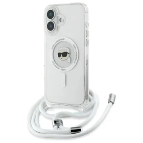 Karl Lagerfeld soma pāri plecam IML Karl galvas MagSafe iPhone 16 viedtālruņa apvalks – caurspīdīgs