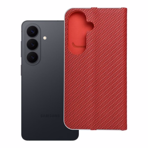 Viedtālruņa apvalks LUNA Book Carbon SAMSUNG S26 sarkans