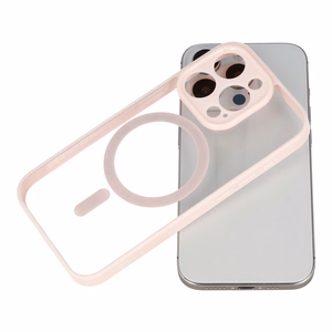 Akrila krāsains magnētiskais viedtālruņa apvalks Iphone 13 Pro Max gaiši rozā