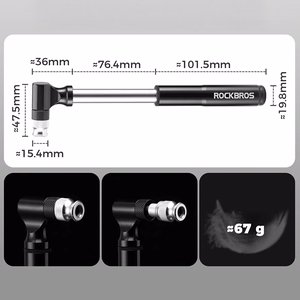Rockbros JG-PB-11 velosipēda instrumentu komplekts ar pumpi, riepu montāžas lāpstiņām, ielāpiem un daudzfunkcionālu instrumentu – melns