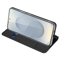 Dux Ducis Skin Pro viedtālruņa apvalks Samsung Galaxy S25 Edge ar vāku un karšu nodalījumu - melns