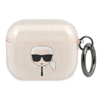 Karl Lagerfeld mirdzošs Karl's Head apvalks AirPods 3 austiņām - zeltains