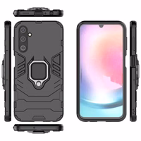 Viedtālruņa apvalks Ring Armor Samsung Galaxy A24 4G ar magnētisko turētāju un gredzenu - melns