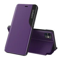 Viedtālruņa apvalks no ekoloģiskas ādas, elegants grāmatu plaukta tipa vāciņš ar statīvu, piemērots iPhone 13 Pro, violetinis