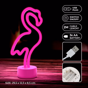 Neon LED on statīvs FLAMINGO rozā USB-C FSC-11 Forever Light