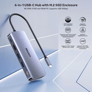 UNITEK aktīvs USB-C sadalītājs 10Gbps, M.2, HDMI, PD 100W