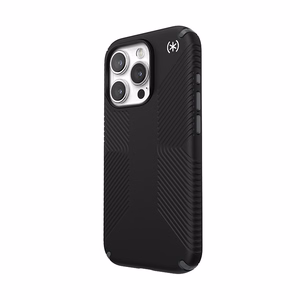 Speck Presidio2 Grip MagSafe vāciņš ierīcei iPhone 15 Pro, melns ar slānekļpelēkām detaļām