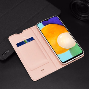 Dux Ducis Skin Pro grāmatas tipa apvalks Samsung Galaxy A03s zelta krāsas