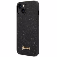 Guess Glitter Script viedtālruņa apvalks iPhone 14 Plus - melns