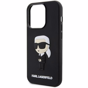 Karl Lagerfeld KLHCP14L3DRKINK iPhone 14 Pro 6.1" Kietais apvalks (m) - melns (m) Rubber Ikonik 3D