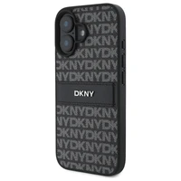 DKNY tekstūras raksta svītrains viedtālruņa apvalks iPhone 16 - melns